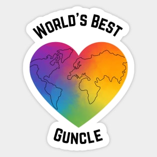 Worlds Best Guncle Rainbow Heart Sticker